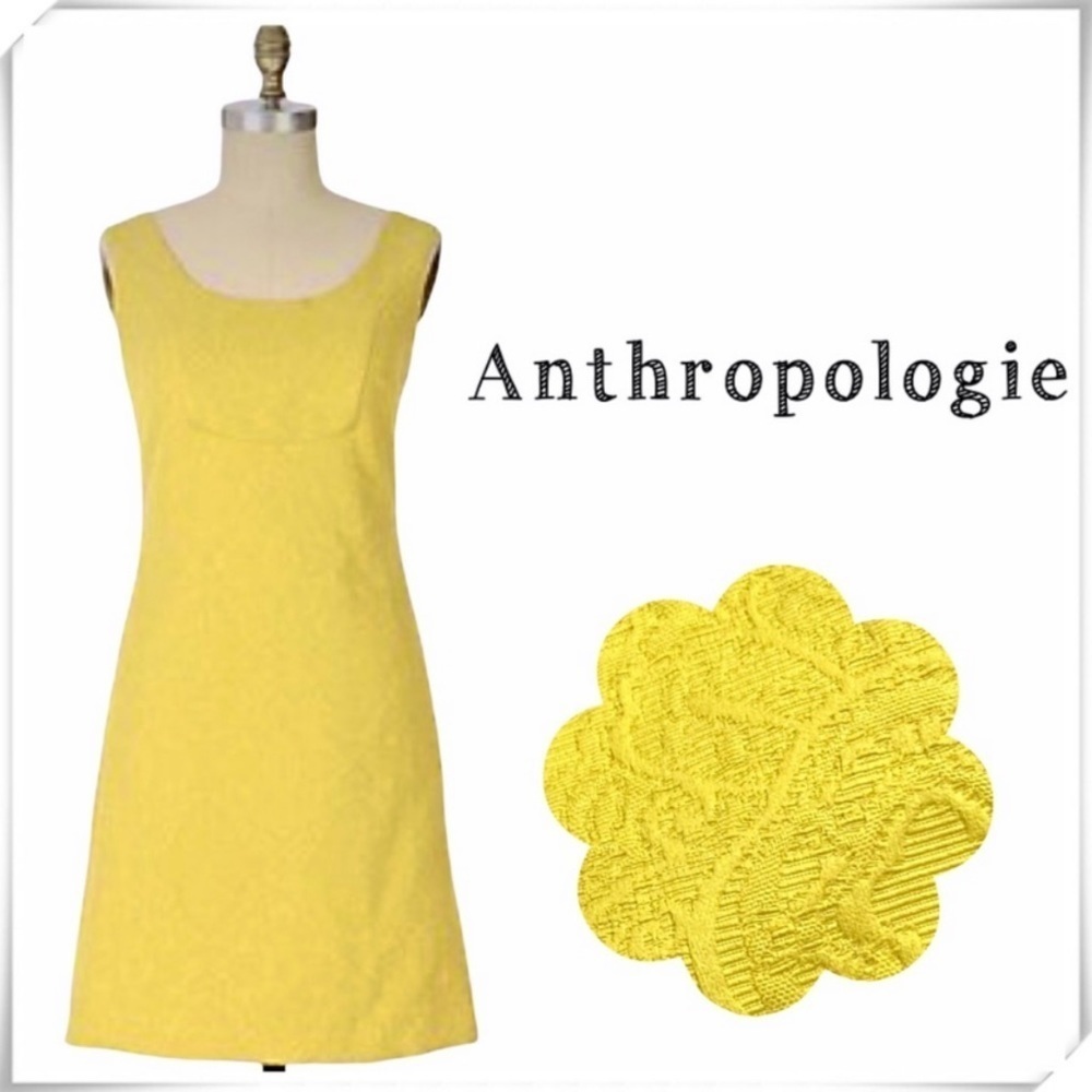 ANTHROPOLOGIE What Comes Around Josh Around Floral Jacquard Mini Dress Yellow